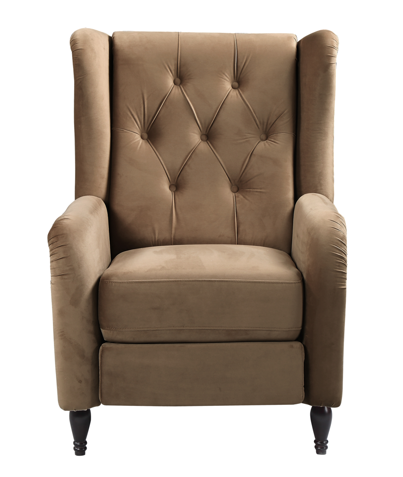 Push-back recliner,tufted velvet reclining armchair