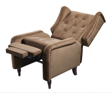 將圖片載入圖庫檢視器 Push-back recliner,tufted velvet reclining armchair
