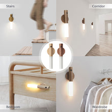 將圖片載入圖庫檢視器 Auto LED USB Magnetic Wood Wireless Night Light Corridors Porch Lights PIR Motion Sensor Wall Light Cabinet Lamp
