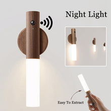 將圖片載入圖庫檢視器 Auto LED USB Magnetic Wood Wireless Night Light Corridors Porch Lights PIR Motion Sensor Wall Light Cabinet Lamp
