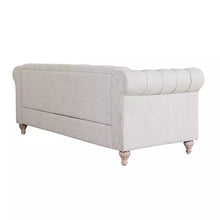 將圖片載入圖庫檢視器 3 Seater KD White Fabric Chesterfield Sofa for Living Room
